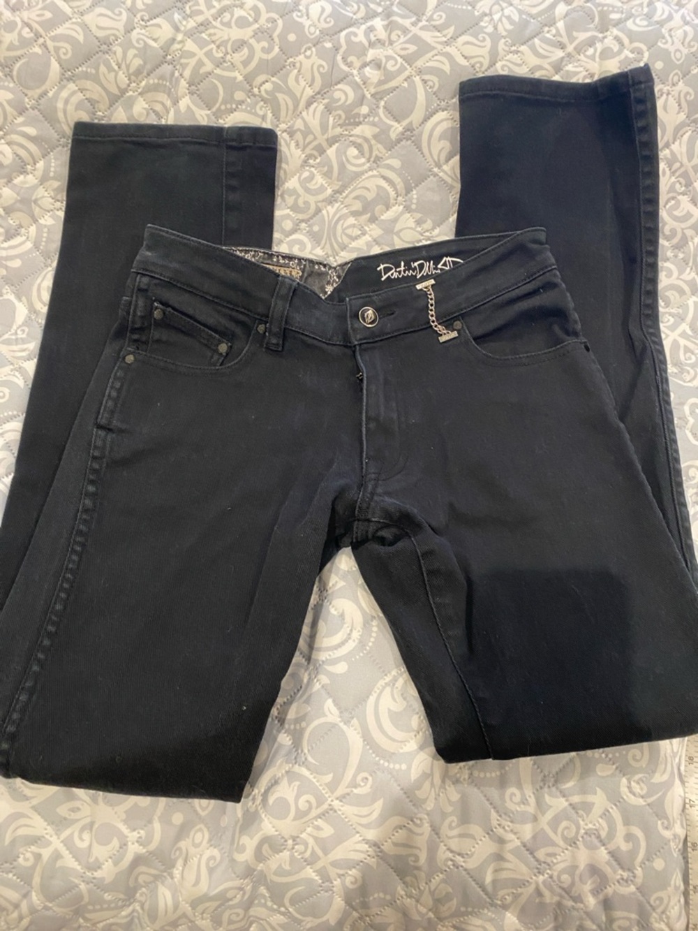 Volcom Black Skinny Jeans with Subtle Chain Accent